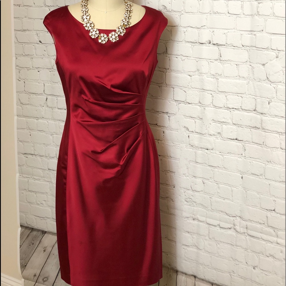 Ralph Lauren Ruby Red Ruched Sheath Dress